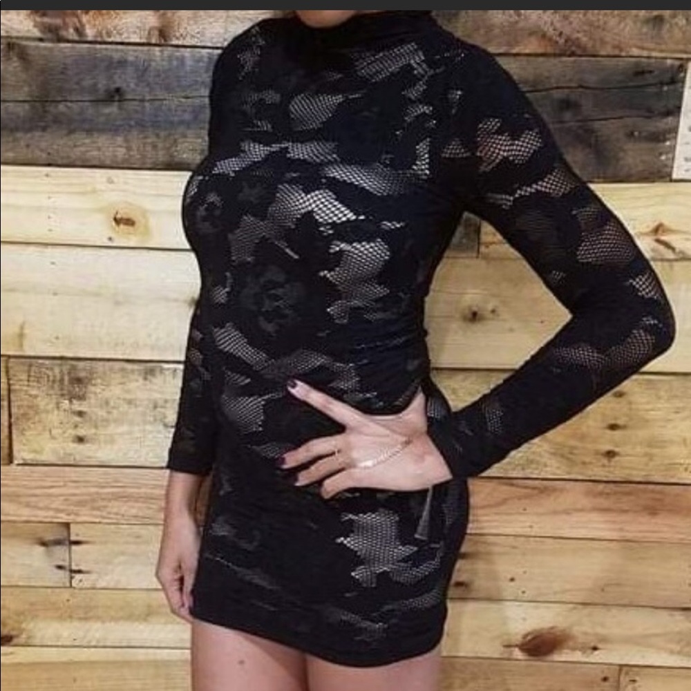 BEBE LACE STRETCH BLACK DRESS XS/2
